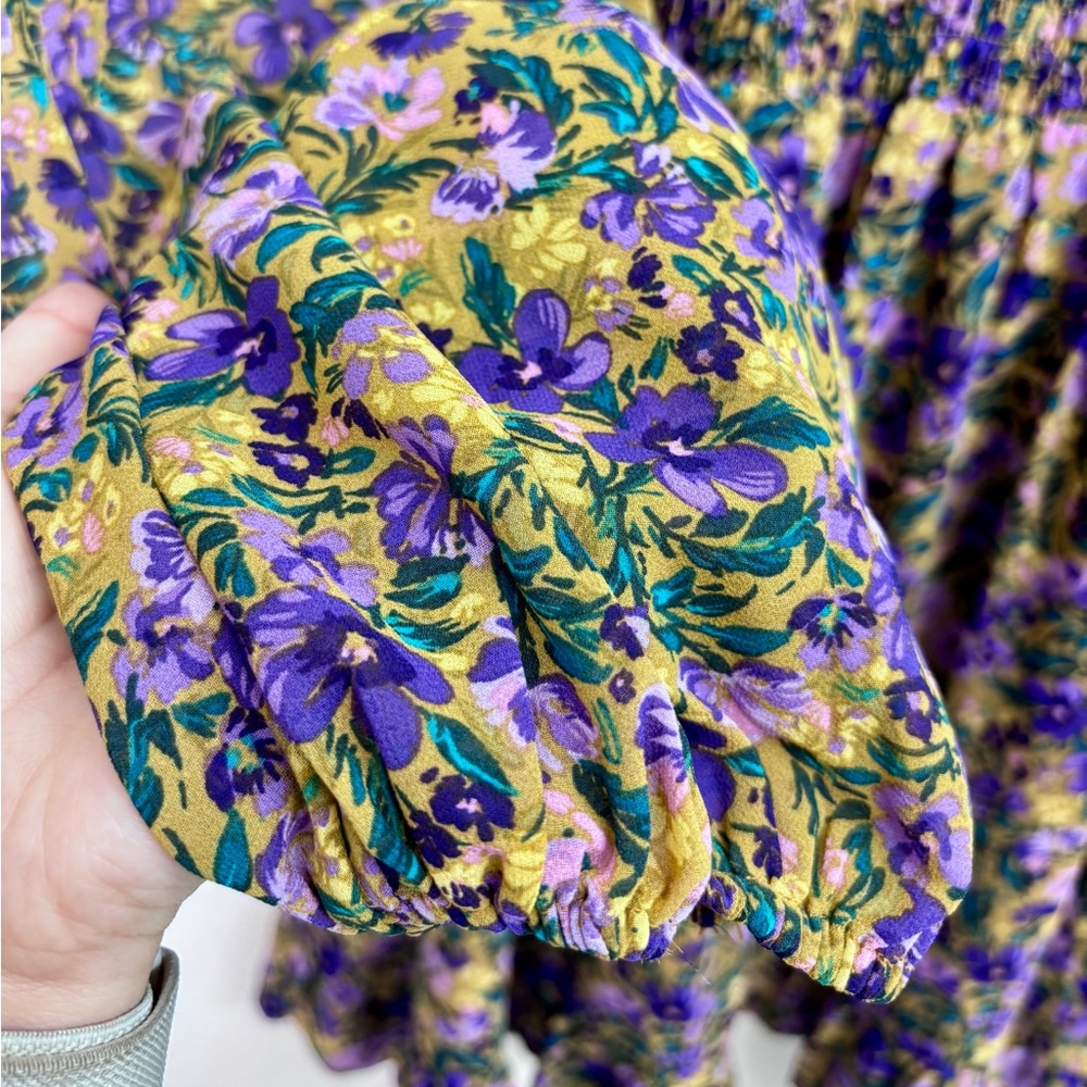 Lost + Wander Mauve Medley Purple Floral Mini Dress (Long Sleeve) - SIZE M - Picture 14 of 15